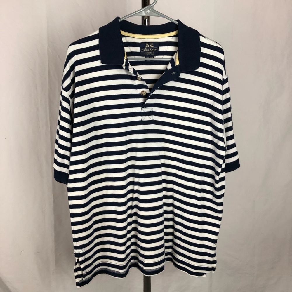 Willis & Geiger blue and white striped polo